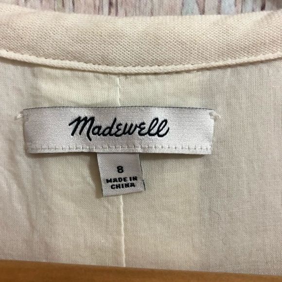 Madewell 8 Ivory boho embroidered sleeveless shirt dress tassel tie front vneck - Picture 4 of 6